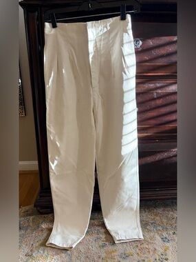 Free People Sz 2 High-Waist leather Cream Trousers